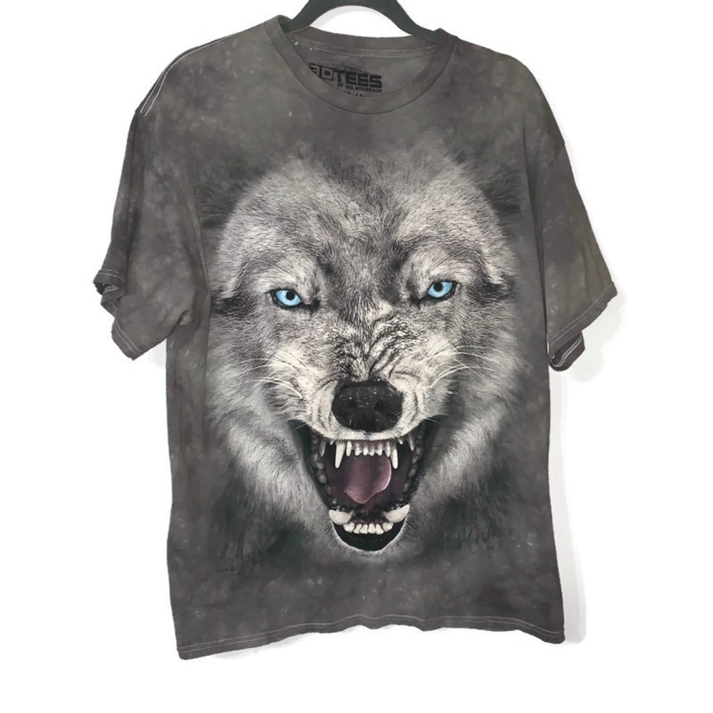 3D Tees Grey Tie dye Vintage Wolf Tee